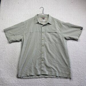 The North Face Button Up Green Plaid Shirt Outdoors Hiking Shirt Mens L Casual
